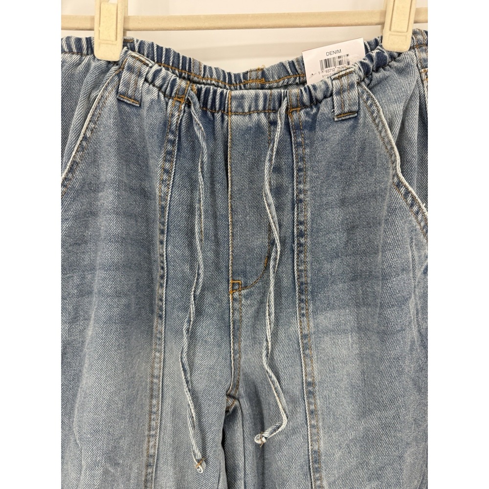 NWT And Now This Jeans Wide Leg Tie Waist Drapey Blue Med Wash Comfort Size XS - Picture 5 of 13